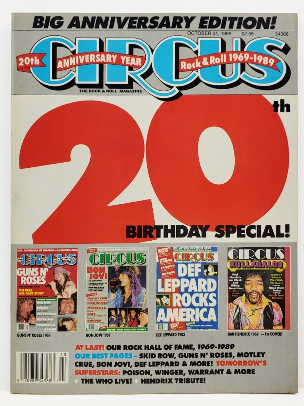 Circus Magazine VTG 1989 Heavy Metal Guns N' Roses Skid Row Motley Crue, Posters